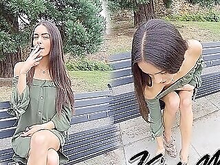 Kim Model And Hot Adult Movie Star In Park Bench; Erotic With