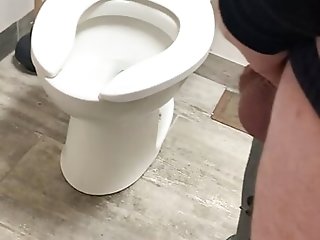Fledgling Mrs Canuckpervs Ensues Mr. In To The Public Bathroom And Opens Up His Bum With Her Massive Strap On Dildo!attempt To Bequiet